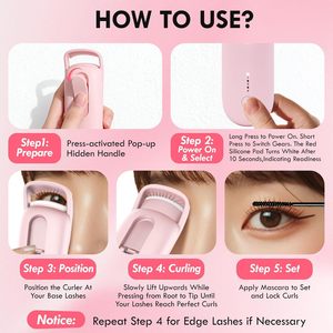Portable <b>Heated</b> Eyelash Curler Rechargeable Lash Styling Tool for Women Makeup - Product Image 5
