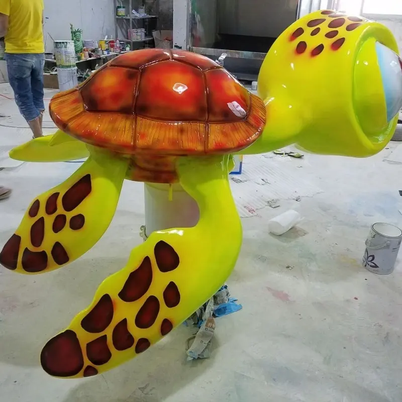 Ukuran hidup disesuaikan patung raksasa Cina fengshui patung hewan fiberglass resin kura-kura patung fiberglass untuk dijual