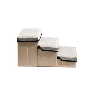 Hochwertige beige faltbare Hunde treppe mit Stauraum für kleine Hunde 3 4 Stufen verstellbare Haustier treppen rampe für Betten - Product Image 5