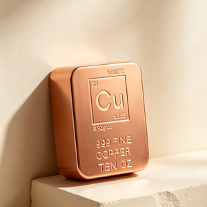 Lingote de cobre fino de 99,9% de diez onzas, cuadrado, grabado con el símbolo del elemento de la tabla periódica de cobre, barra de lingote de cobre para coleccionismo de metales. - Product Image 2