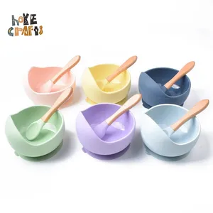 Hoye Crafts hot sale baby suction bowls portable eco-friendly silicone spoon and bowls set