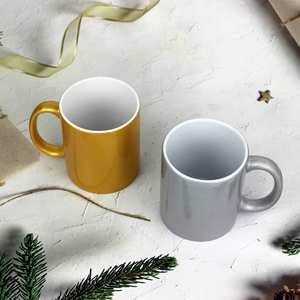 Manufacturer Wholesale Pearl <b>Light</b> Round-Handle Gold Silver Pearl-Luster Image-Coated Heat-Transfer Ceramic Mugs for Household - Product Image 4