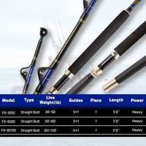 Canne da Traina <span class=keywords><strong>di</strong></span> Alta Qualità per la Pesca al Tonno, 2 Sezioni, in Fibra <span class=keywords><strong>di</strong></span> <span class=keywords><strong>Vetro</strong></span>, Prodotte in Cina - Product Image 6
