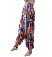 Pantalons de danse pour hommes et femmes avec motif drapeau, coupe fuselée et design plissé style lanterne, pour la pratique et les spectacles de danse