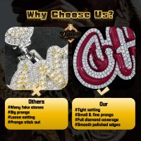 Pendentif Lettre Personnalisée Éblouissant VVS Iced Out en Argent Sterling 925, Sertissage Manuel, Style Hiphop Moissanite