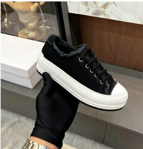 Baskets plateforme en toile crème à lacets, chaussures décontractées pour femmes et hommes, streetwear, usage quotidien - Product Image 3