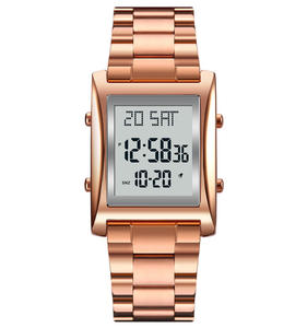 Nouvelle montre <span class=keywords><strong>Skmei</strong></span> 1812 en acier inoxydable doré, étanche 3 ATM, montre numérique carrée pour hommes - Product Image 2