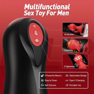 Mesin Seks Oral Multifungsi untuk Pria, Pemijat Glans <span class=keywords><strong>Penis</strong></span>, Getaran Berputar, Mode Pengencangan, Stimulator Orgasme - Product Image 4