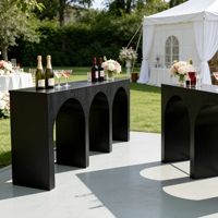 Meubles de mariage modernes nordiques sur mesure, 100% bois massif, forme arquée, table de bar à louer pour événements