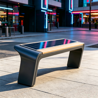 Banc solaire intelligent autonome avec éclairage LED à détecteur de mouvement et chargeur sans fil pour sièges de parc