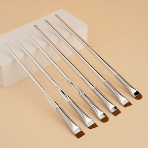 YRX Juego de 3 Pinceles para Cejas y Delineador de Ojos, Pincel Plano Angulado Plateado, Pincel Plano para Corrector, Pincel Superfino para Cejas - Product Image 1
