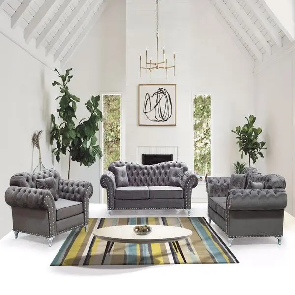 Set Sofa Italia Beludru Kualitas Tinggi Baru Desain Sofa Tempat Duduk Mewah Set Perabot Ruang Tamu Mewah Sofa