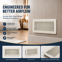 BaoYun Grille de sortie d'air de climatisation rectangulaire durable en PCP 4x8 blanche pour plancher (FL)