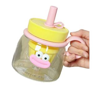 Vaso de agua de plástico grande de alta capacidad para verano, Pajita Horizontal, vientre grande, resistencia a altas temperaturas, taza de té encantadora - Product Image 1