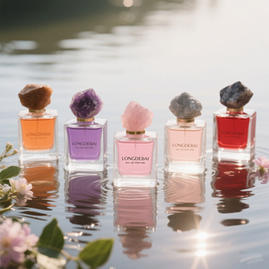 Brand New 50ml Empty <b>Perfume</b> <b>Bottles</b> Square Spray <b>Perfume</b> <b>Bottle</b> 30ml 100ml Clear Glass <b>Perfume</b> <b>Bottle</b> With Natural Stone Lid - Product Image 2