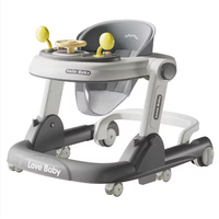 Marche-bébé pliable multifonctionnel réglable pour tout-petits, avec système anti-retournement et jouets d'apprentissage pour la sécurité des bébés