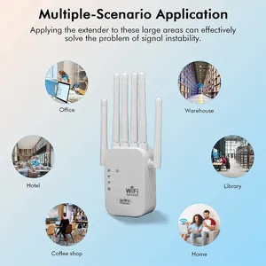 Repetidor WiFi de 2.4GHz, Amplificador de Señal de 300Mbps, Amplificador de Red Interior/Exterior con 4 Antenas Externas y Puerto Ethernet - Product Image 4