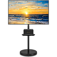 Chariot de moniteur portable YOMI avec roulettes et étagère, 17-50 pouces, rotation et inclinaison à 40°, hauteur réglable, noir, VESA 100x100
