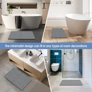 Alfombra de Baño de Piedra de Diatomita Ecológica Antideslizante Gris Oscuro de 23.6'x15.4" de Alta Calidad, Secado Rápido, Estilo Minimalista Moderno, Venta al Por Mayor - Product Image 5
