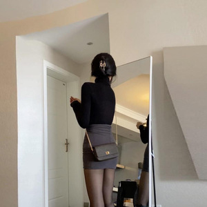 Women's High Waist Bodycon Mini <b>Skirt</b> Dark Gray <b>Elastic</b> Slim Fit Solid Color Tight Stretchy <b>Skirt</b> For Women - Product Image 3