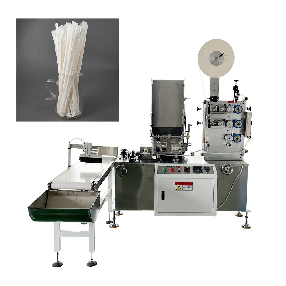 핫 세일 두 색상 인쇄 단일 Dink 밀짚 포장 기계 제조 업체 500pcs/분 짚 포장 기계