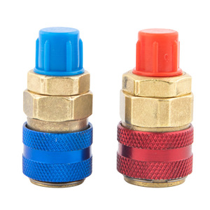 <b>Quick</b> Coupling QC-12 Refrigerant Charging <b>Connector</b> For Automotive Air Conditioning R134a Blue Red Metal Low High Pressure - Product Image 1