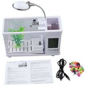 JRミニ水槽 ベタ水槽 USB LED照明付き 小型水槽 オフィス観賞用 透明アクリル水槽 - Product Image 4