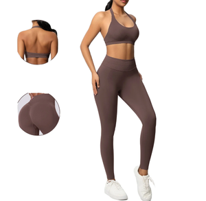 Soutien-gorge <span class=keywords><strong>de</strong></span> <span class=keywords><strong>sport</strong></span> sexy et doux pour femmes grandes tailles, simple, à bretelles croisées, dos nu, maintien moyen, antistatique, rembourré, type débardeur court <span class=keywords><strong>de</strong></span> yoga - Product Image 1