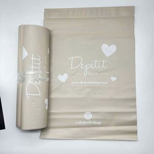 Custom LOGO Printed <b>Waterproof</b> Poly Ship Mailer Peach Nude Beige Polymailer Shipping Bag for Clothing - Product Image 4