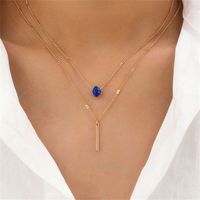 617 Vente flash Bijoux Pendentif long en forme de larme en zircon Chaîne à double couche Bijoux polyvalents pour femmes Ensemble de colliers pour femmes