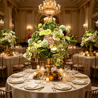 Arrangement floral artificiel vert avocat et rose pâle, orchidée papillon, hortensia, centre de table floral pour la décoration de table de mariage