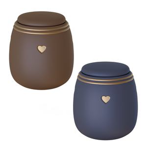 เหยือกเซรามิกเคลือบด้านลายหัวใจสำหรับใส่เถ้ากระดูกมนุษย์ทำด้วยมือ - Product Image 1