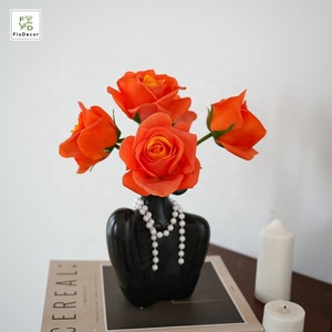 Vente en gros de fleurs de mariage décoratives en soie de haute qualité, roses <span class=keywords><strong>Carola</strong></span> blanches de 36 cm, toucher réaliste, revêtement en latex - Product Image 1