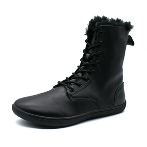 <span class=keywords><strong>Botas</strong></span> de nieve de caña alta con cremallera, de cuero natural y forro de piel, puntera ancha, minimalistas para senderismo y caminar en invierno - Product Image 2