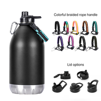 Bouteille d'eau de sport pour le voyage et le camping en plein air, grande capacité 64 oz, avec gobelet isotherme en acier inoxydable 304 pour le cross-country.