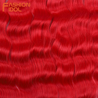 Extensions de cheveux synthétiques Lena Red à double trame, ondulées, pour tressage au crochet, 24 pouces, résistantes à la chaleur, teintes, 60 mèches par paquet