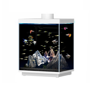 リラクゼーションライン白ガラス魚タンクデスクトップWIFI水族館生態魚水族館フィルタータンク付き - Product Image 1