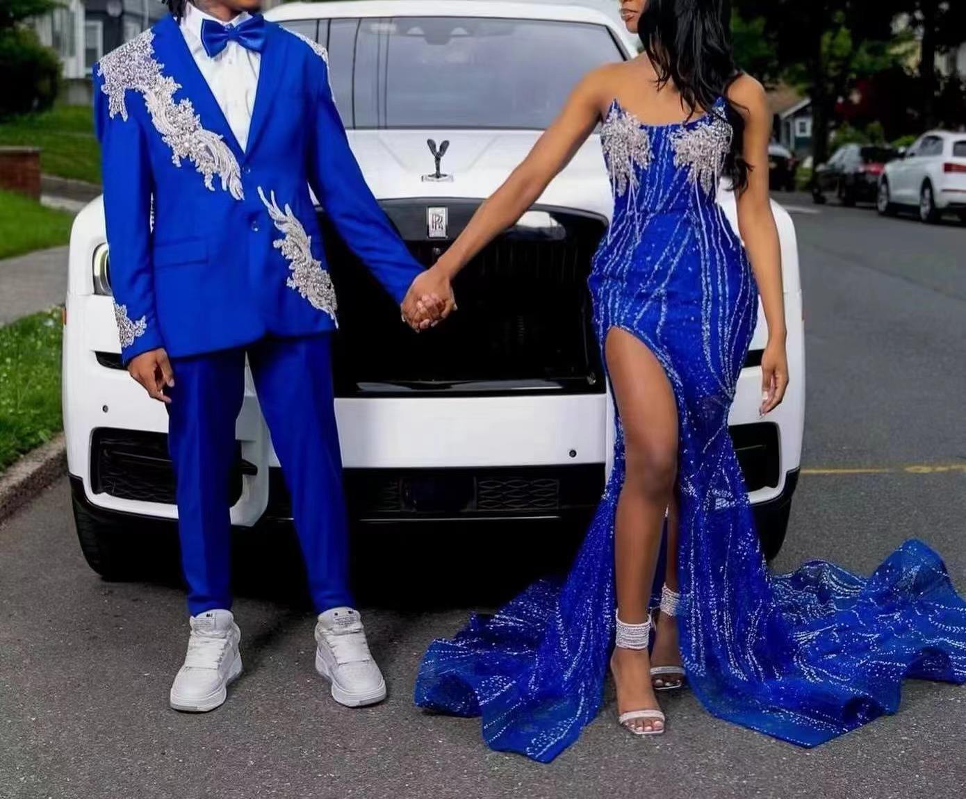 Costumes bleu brillant pour homme Mode élégante pour les