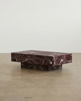 Table basse moderne de luxe en marbre Rosso Levanto, meuble décoratif carré en pierre naturelle sur mesure pour salon