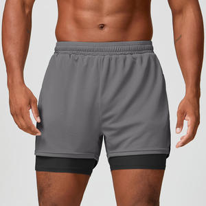 Pantalones cortos deportivos 2 en 1 de nailon y algodón de alta calidad, con doble capa y dobladillo dividido, para hombre, ideales para gimnasio y running. - Product Image 5