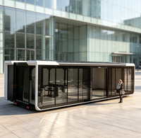 Maison en verre modulaire extensible moderne, cabine préfabriquée pliable de luxe, unité mobile à structure en acier pour usage commercial, bureau ou kiosque