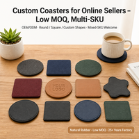 Sous-verres personnalisés ronds en caoutchouc, logo personnalisé, caoutchouc naturel antidérapant, durable, vente en gros, USA, faible MOQ