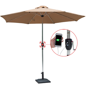 Outdoor <strong>Garden</strong> Solar LED <strong>Tilt</strong> Sun Umbrella With USB Charge Patio Aluminium <strong>Parasol</strong> for Sale - Product Image 6
