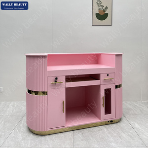Mostrador de recepción frontal, mostrador de recepción de Salón Pequeño con mostrador con cajones bloqueables, mostrador de recepción con mostrador para belleza - Product Image 4
