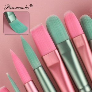 Ensemble de 6 pinceaux de haute qualité de marque privée en gros pinceaux d'artiste à manche en bois vert - Product Image 6
