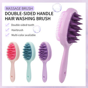 Brosse à cheveux démêlante double face en plastique avec logo personnalisé, brosse anti-démangeaisons, masseur du cuir chevelu, brosse à shampooing pour le nettoyage des cheveux - Product Image 2