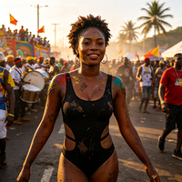Maillot de bain une pièce découpé anti-boue pour femme, style Trinidad Jouvert Carnival, pour défilé de groupe, festival des Caraïbes, personnalisé 2027