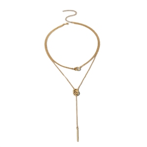Collana <span class=keywords><strong>con</strong></span> Pendente Lungo a Doppio Anello <span class=keywords><strong>e</strong></span> Nappine, Stile Geometrico Multistrato, Gioielli Transfrontalieri Europei <span class=keywords><strong>e</strong></span> Americani - Product Image 5