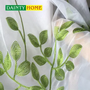 Delicado bordado verde gasa cortina transparente para ventanas telón de fondo cortina transparente - Product Image 4