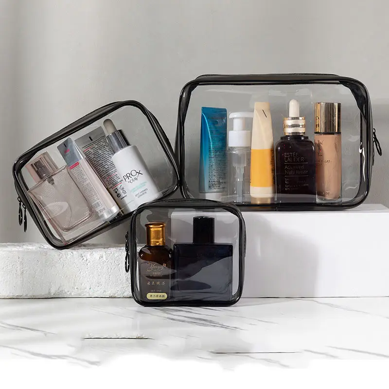 Pvc شفافة للماء حقيبة التخزين المحمولة السفر غسل حقيبة بقعة يمكن شعار مخصص متعددة الوظائف التجميل حقيبة